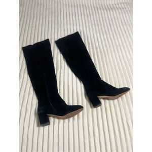 Kate Spade Black Suede Block Heel Over the Knee Boots 6.5M Women’s